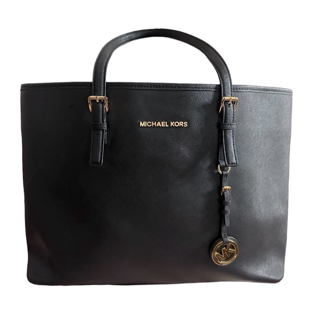 Michael Kors - Black Leather Tote Large Gold Hardware MK